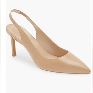 NIB $375 Stuart Weitzman Linsi Pointed Toe Slingback Pump, ADOBE, size 12!